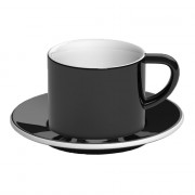 Cappuccino-kopp med ett underlägg Loveramics ”Bond Black”