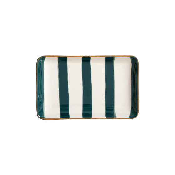 Homla TORRIT Green Stripes tallrik, 19 x 12 cm