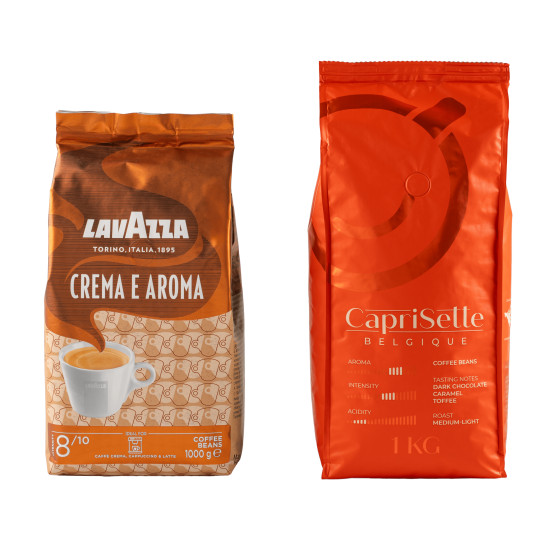 Set koffiebonen Lavazza Crema e Aroma + Caprisette Belgique, 2 kg