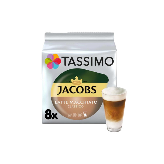 Capsules de café Tassimo Latte Macchiato Classico (compatibles avec les machines à capsules Bosch Tassimo), 8+8 pcs.