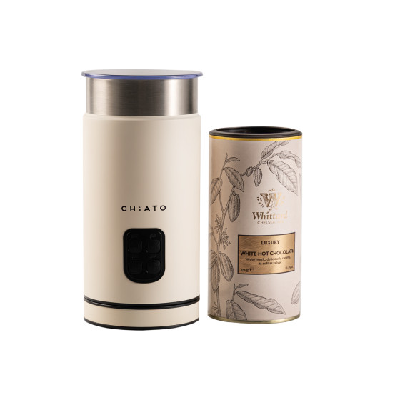 CHiATO milkPLAY mj&ouml;lkskummare och Whittard of Chelsea Luxury White varm choklad-set