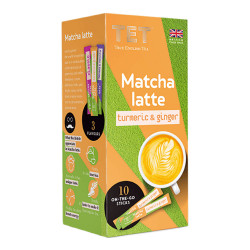 Instant tea drink True English Tea „Matcha Latte Turmeric & Ginger“, 10 pcs.