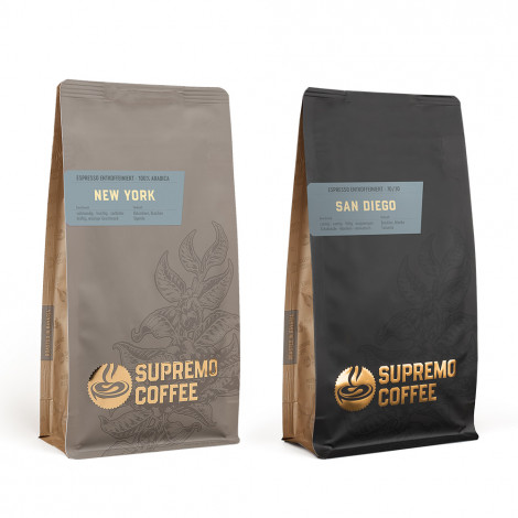 Kaffeebohnen-Set SUPREMO New York & Sandiego entkoffeiniert, 2 x 1 kg