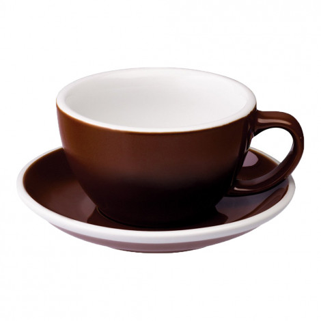 Café Latte kopje met een schoteltje Loveramics “Egg Brown”, 300 ml