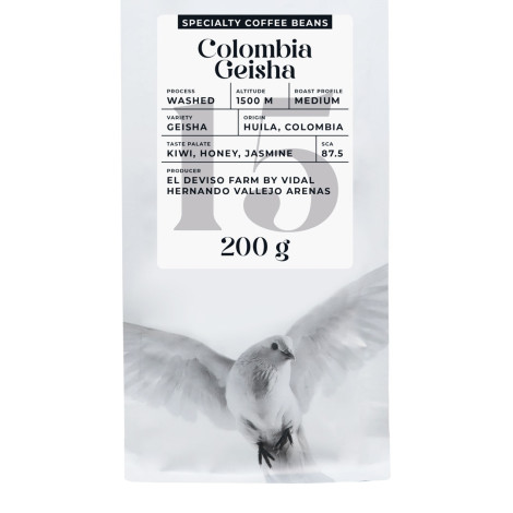 Spezialitätenkaffee Bohnen Black Crow White Pigeon Colombia San Adolfo, 200 g