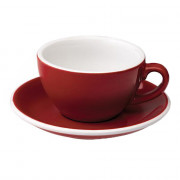 Cappuccino-kopp med ett underlägg Loveramics ”Egg Red”