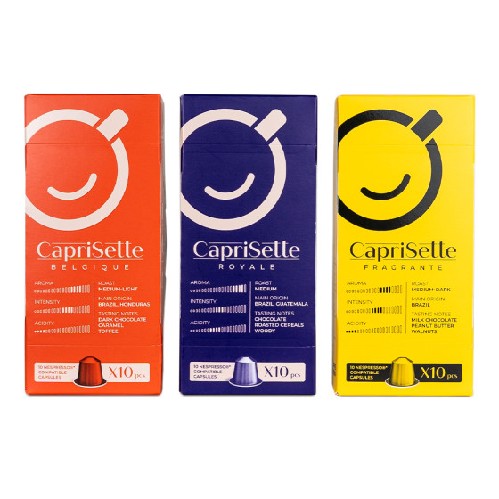 Kawa w kapsułkach do ekspresów Nespresso® Caprisette Belgique + Royale + Fragrante