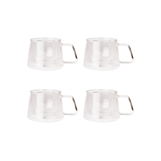 Szklanka do cappuccino double glass z uchwytem CHiATO, 4 x 210 ml