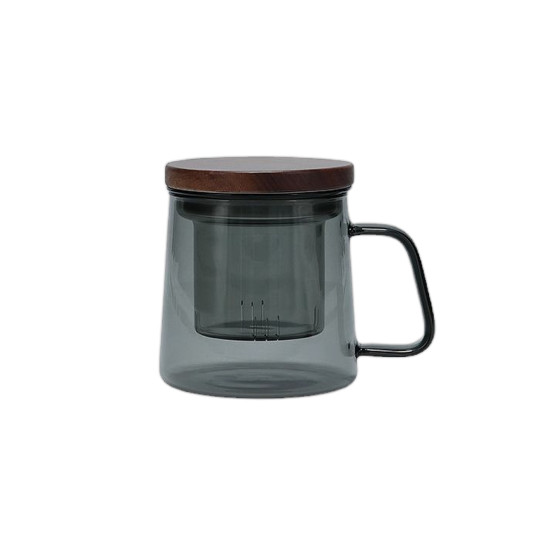 S|P Collection Luma Grey Becher mit Glasfilter und Deckel, 370 ml
