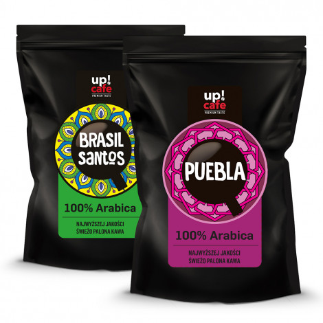 Zestaw kaw ziarnistych UPCAFE „Brasil Santos“ + „Puebla”, 2 kg