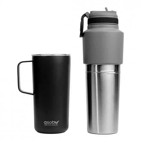 Thermosfles met een thermosbeker Asobu Twin Pack Black