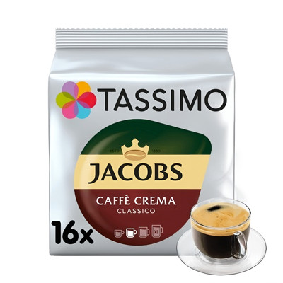 Kahvikapselit Tassimo Caffe Crema Classico (yhteensopiva Bosch Tassimo -kapselikeitinten kanssa), 16 kpl.
