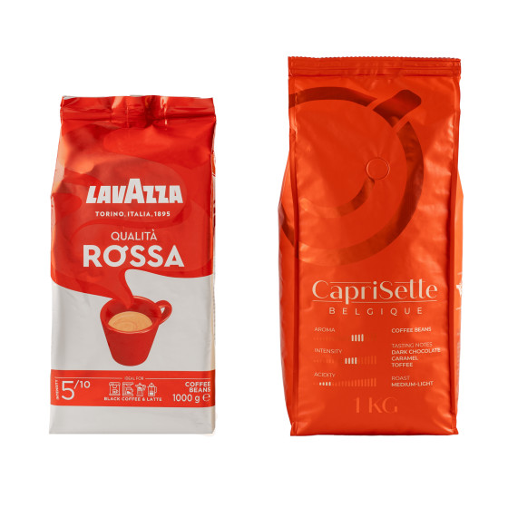 Set koffiebonen Lavazza Qualita Rossa + Caprisette Belgique, 2 kg