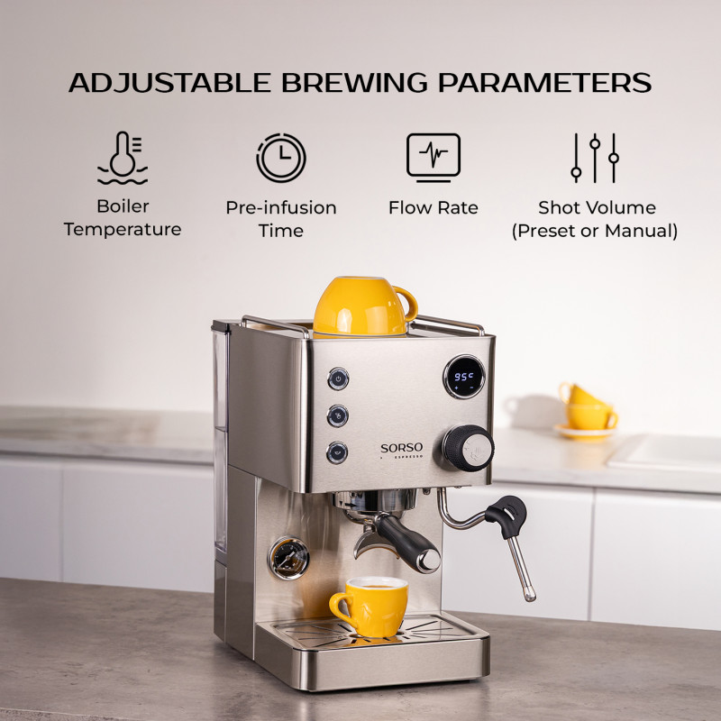 SORSO Espresso Siebträgermaschine – Edelstahl