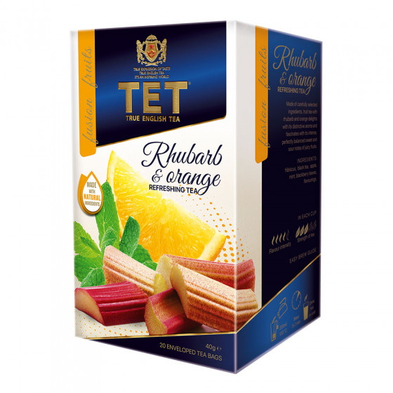 Musta tee True English Tea "Rhubarb & Orange", 20 kpl.