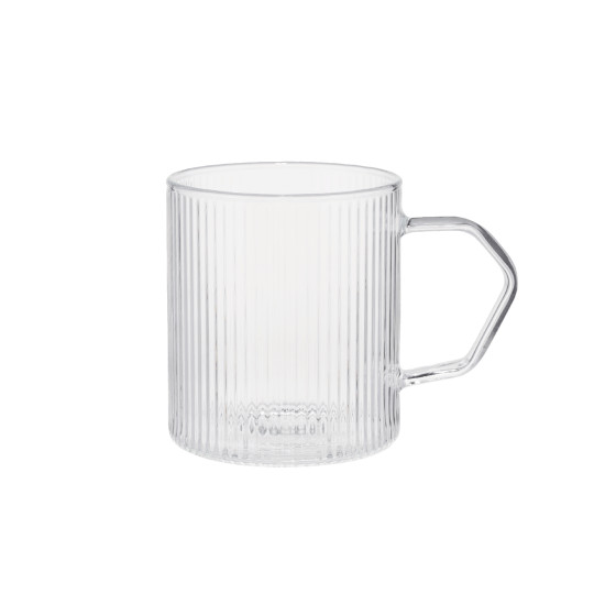 Żebrowana szklanka do latte CHiATO z uchem, 320 ml – przezroczysta