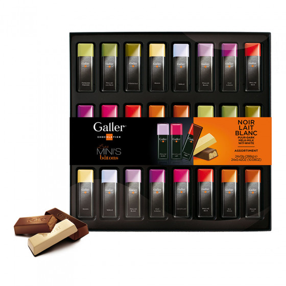 Šokoladinių batonėlių rinkinys Galler „Mini Batons Assortment“, 24 vnt. Šokoladinių batonėlių rinkinys Galler „Mini Batons Assortment“, 24 vnt.