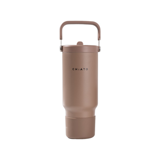 CHiATO Home freshSIP Choco Brown isolerad tumbler – lock med uppfällbart sugrör, 946 ml – Brun