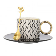 Cup with a saucer and spoon Homla NILA Black & White, 240 ml