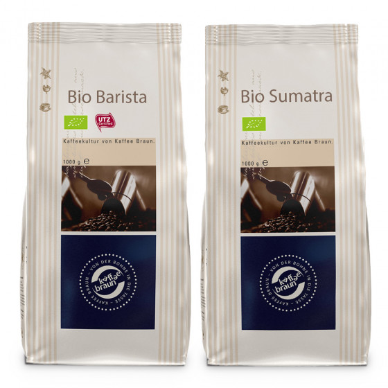 Kaffeebohnen-Set „Kaffee Braun Bio Espresso Set“, 2 x 1 kg