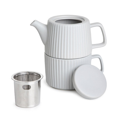 Teapot with a mug Homla MULEN Gray, 650 ml