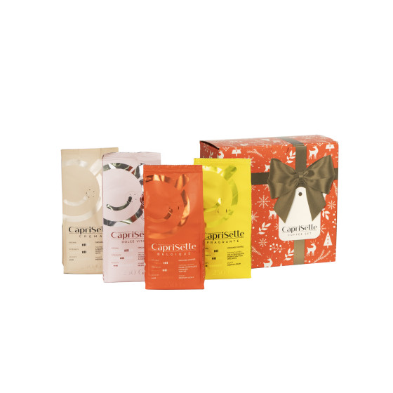 Zestaw kawy mielonej Caprisette, 4 x 250 g w świątecznym pudełku upominkowym