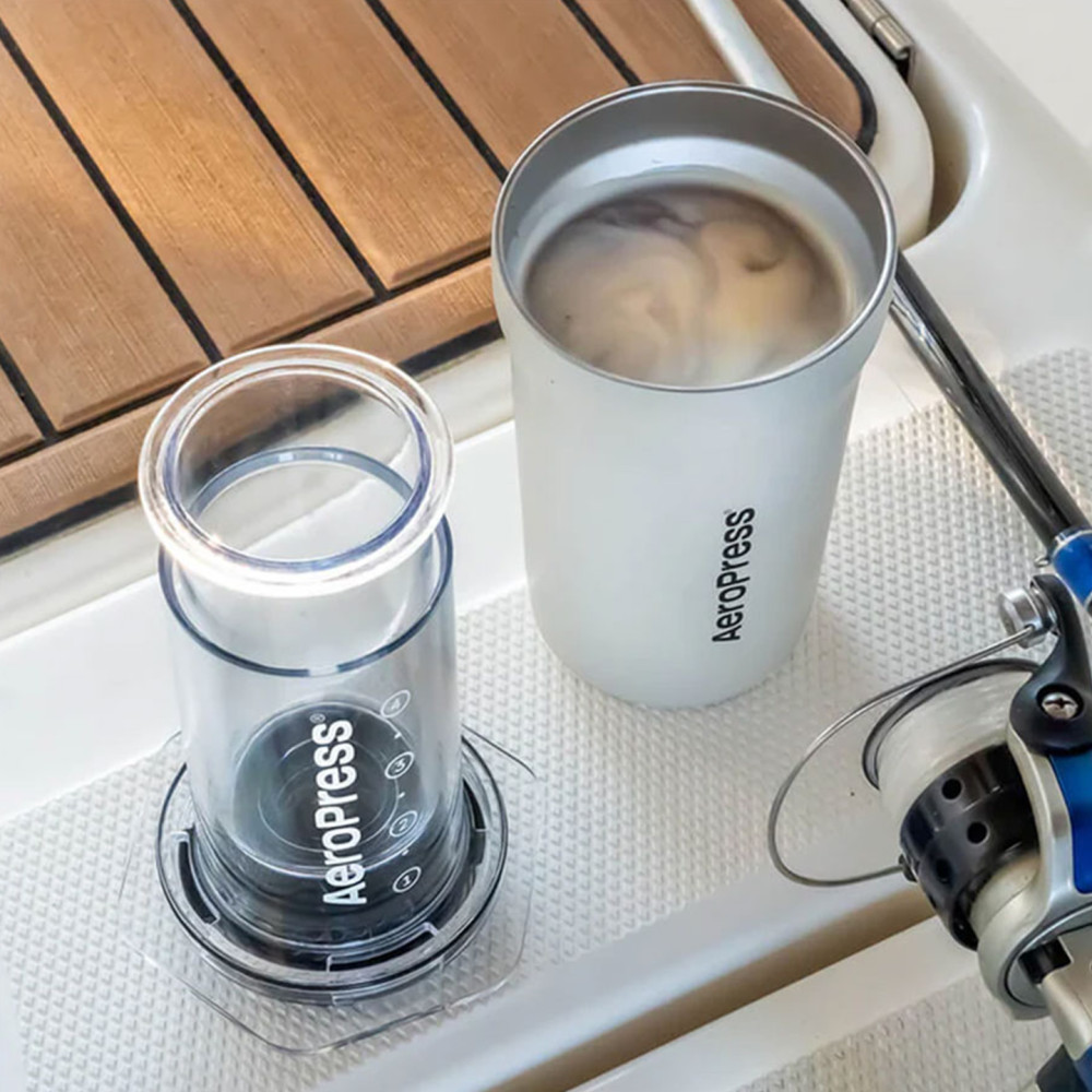 thumbnail interactive-video image 1 of AeroPress Go Travel Coffee Maker – Grey, With Free Coffee Filters – BPA-Free 1 of 6