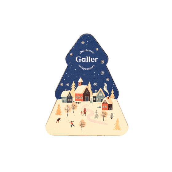 Świąteczny zestaw czekoladek w metalowym pudełku Galler Collector Christmas Tree, 28 szt.