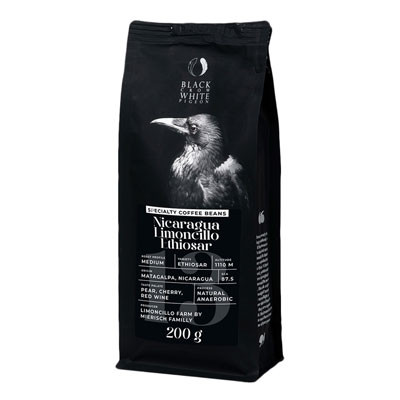 Specializētās kafijas pupiņas Black Crow White Pigeon Nicaragua Limoncillo Ethiosar, 200 g