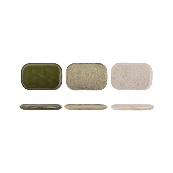 Bloomingville Green Stoneware Addison set med 3 tallrikar