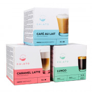 Kafijas kapsulas NESCAFÉ® Dolce Gusto® aparātiem CHiATO Café au Lait + Caramel Latte + Lungo